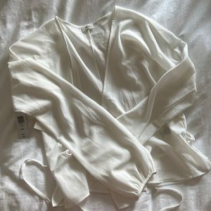 NWT Wilfred Aritzia white wrap sheet shirt